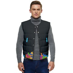 Tetris Game Men s Button Up Puffer Vest	 by Cendanart