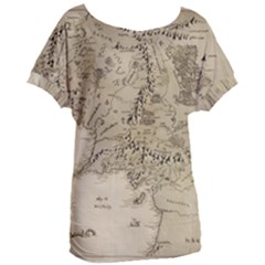 Retro Vintage Gray Map Middle Earth Women s Oversized T-shirt by Cendanart