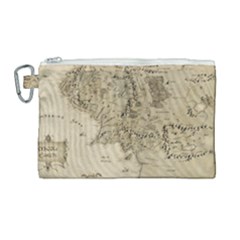 Retro Vintage Gray Map Middle Earth Canvas Cosmetic Bag (large)