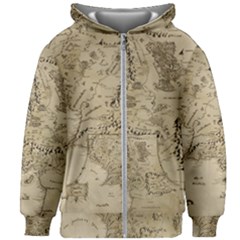 Retro Vintage Gray Map Middle Earth Kids  Zipper Hoodie Without Drawstring