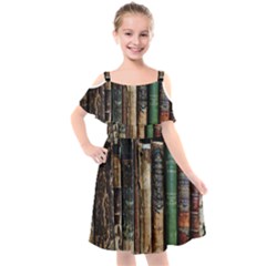 Assorted Color Books Old Macro Kids  Cut Out Shoulders Chiffon Dress by Cendanart