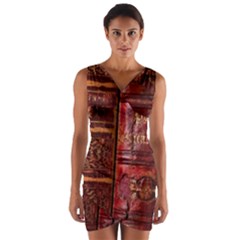 Books Old Wrap Front Bodycon Dress