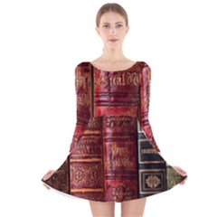 Books Old Long Sleeve Velvet Skater Dress