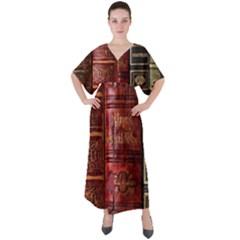 Books Old V-Neck Boho Style Maxi Dress