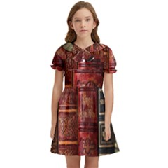 Books Old Kids  Bow Tie Puff Sleeve Dress