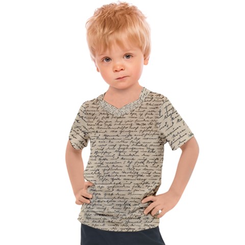 Close Up Photo Of Black Text Old Handwriting Leave Old Script Kids  Sports T-shirt by Cendanart