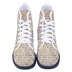 Close Up Photo Of Black Text Old Handwriting Leave Old Script Men s High-top Canvas Sneakers by Cendanart