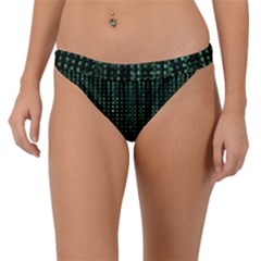 Green Matrix Code Illustration Digital Art Portrait Display Band Bikini Bottoms by Cendanart