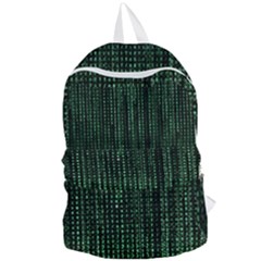 Green Matrix Code Illustration Digital Art Portrait Display Foldable Lightweight Backpack by Cendanart