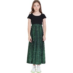 Green Matrix Code Illustration Digital Art Portrait Display Kids  Flared Maxi Skirt by Cendanart