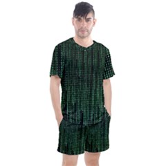 Green Matrix Code Illustration Digital Art Portrait Display Men s Mesh T-shirt And Shorts Set