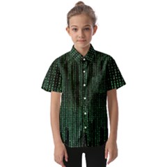 Green Matrix Code Illustration Digital Art Portrait Display Kids  Short Sleeve Shirt