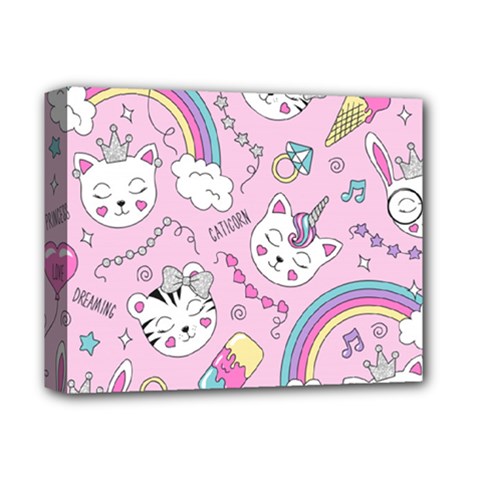 Beautiful Cute Animals Pattern Pink Deluxe Canvas 14  X 11  (stretched) by Grandong