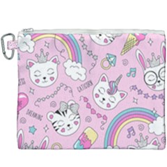 Beautiful Cute Animals Pattern Pink Canvas Cosmetic Bag (xxxl) by Grandong