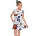 Set Cartoon Symbol Pattern Kids  Cap Sleeve Dress View1