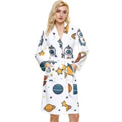 Set Cartoon Symbol Pattern Long Sleeve Velvet Robe by Bedest