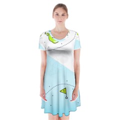 Astronaut Spaceship Short Sleeve V-neck Flare Dress by Bedest