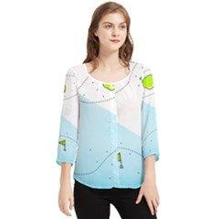 Astronaut Spaceship Chiffon Quarter Sleeve Blouse by Bedest