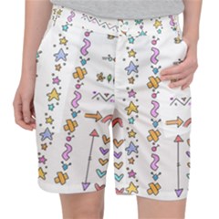 Doodles Border Letter Ornament Women s Pocket Shorts