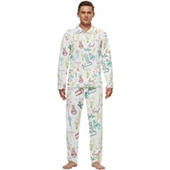 Background Decorative Men s Long Sleeve Velvet Pocket Pajamas Set by Bedest