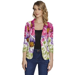 Flourish Colours Invitation Women s One-button 3/4 Sleeve Short Jacket