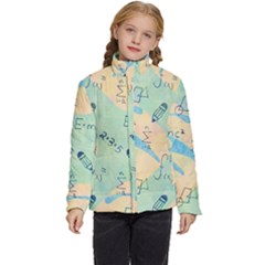 Background School Doodles Graphic Kids  Puffer Bubble Jacket Coat by Bedest