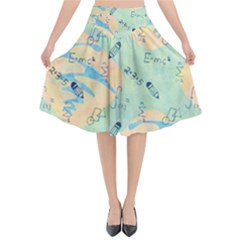 Background School Doodles Graphic Flared Midi Skirt