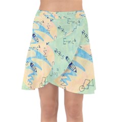 Background School Doodles Graphic Wrap Front Skirt