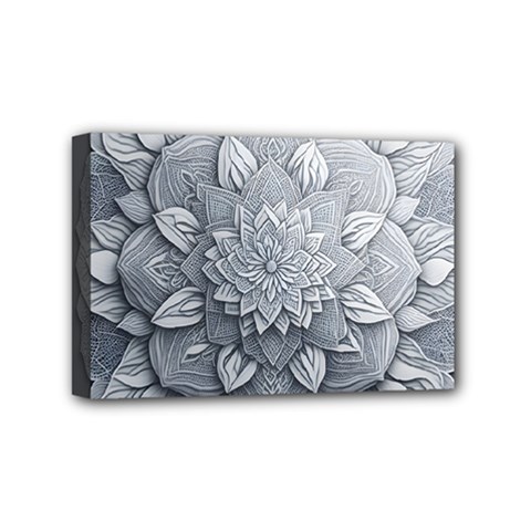 Flower Ornament Graphic Ornate Mini Canvas 6  X 4  (stretched)