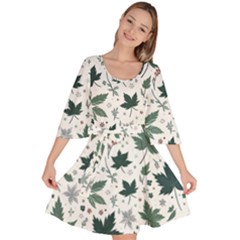 Leaves Nature Bloom Velour Kimono Dress