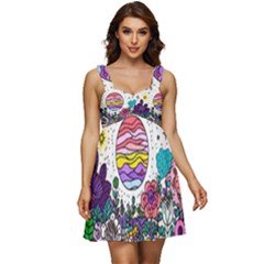 Rainbow Fun Cute Minimal Doodles Ruffle Strap Babydoll Chiffon Dress