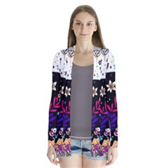 Rainbow Fun Cute Minimal Doodle Drape Collar Cardigan by Bedest