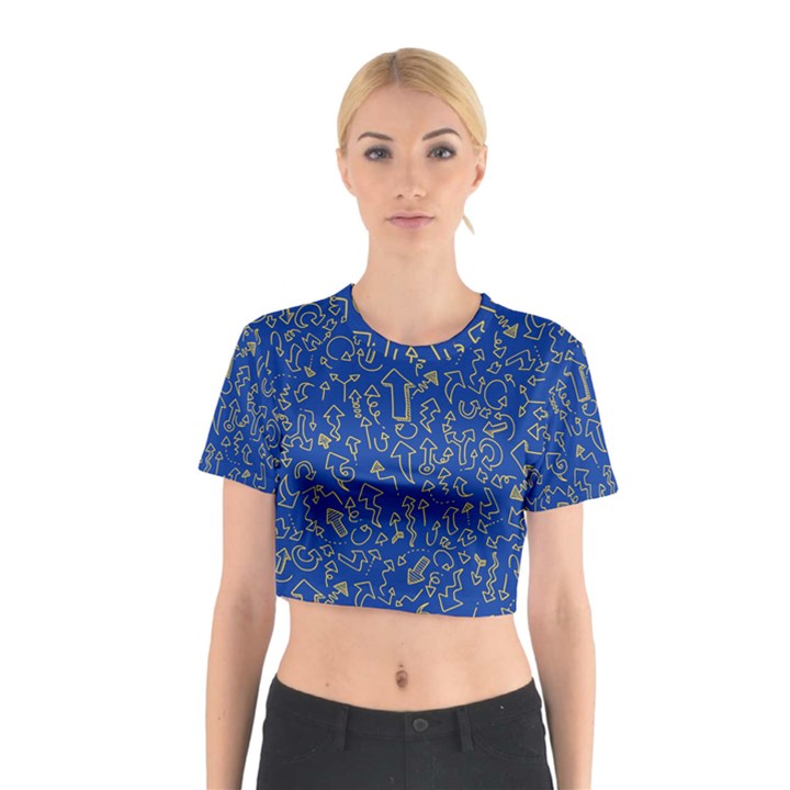 Arrow Doodle Drawing Background Cotton Crop Top