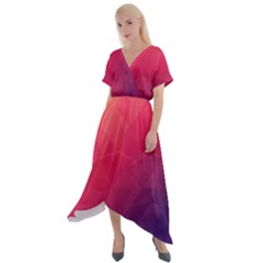Color Triangle Geometric Textured Cross Front Sharkbite Hem Maxi Dress by Grandong