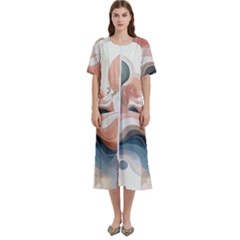 Abstract Pastel Waves Organic Women s Cotton Short Sleeve Night Gown