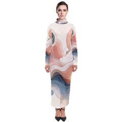 Abstract Pastel Waves Organic Turtleneck Maxi Dress by Grandong