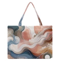 Abstract Pastel Waves Organic Zipper Medium Tote Bag by Grandong