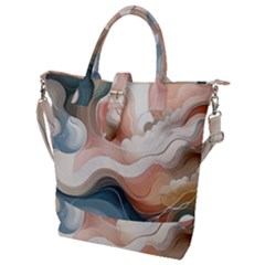 Abstract Pastel Waves Organic Buckle Top Tote Bag