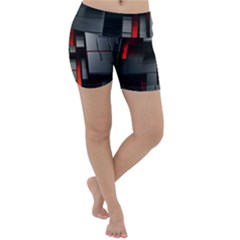3d Back Red Abstract Pattern Lightweight Velour Yoga Shorts