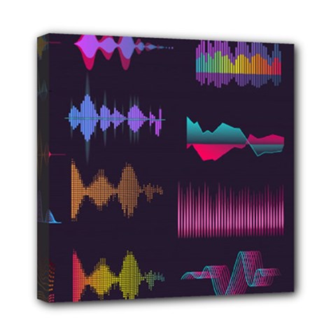 Colorful Sound Wave Set Mini Canvas 8  X 8  (stretched)