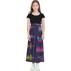 Colorful Sound Wave Set Kids  Flared Maxi Skirt