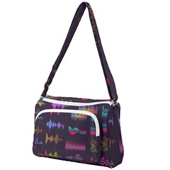 Colorful Sound Wave Set Front Pocket Crossbody Bag by Bedest