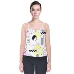 Graphic Design Geometric Background Velvet Spaghetti Strap Top