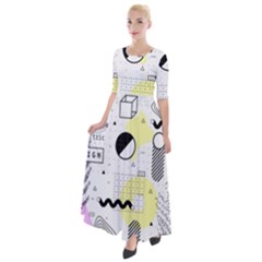 Graphic Design Geometric Background Half Sleeves Maxi Dress by Bedest