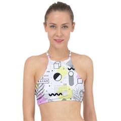 Graphic Design Geometric Background Halter Bikini Top by Bedest