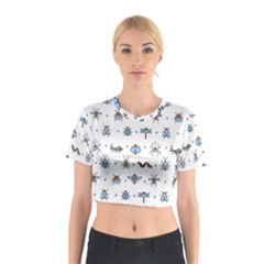 Insects Icons Square Seamless Pattern Cotton Crop Top by Bedest