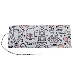 Big Collection With Hand Drawn Objects Valentines Day Roll Up Canvas Pencil Holder (s) by Bedest