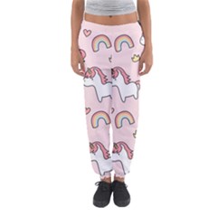 Cute Unicorn Rainbow Seamless Pattern Background Women s Jogger Sweatpants by Bedest