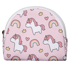 Cute Unicorn Rainbow Seamless Pattern Background Horseshoe Style Canvas Pouch by Bedest