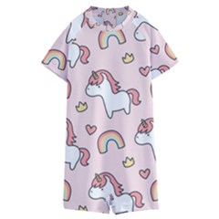 Cute Unicorn Rainbow Seamless Pattern Background Kids  Boyleg Half Suit Swimwear by Bedest
